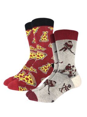 Men's Good Luck Sock Bundle | Pizza & Hockey Themed | Mix & Match | NWT